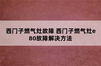 西门子燃气灶故障 西门子燃气灶e80故障解决方法